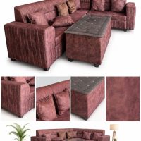 L-Shaped Sectional Sofa Set with Toughened Glass Center Table 2