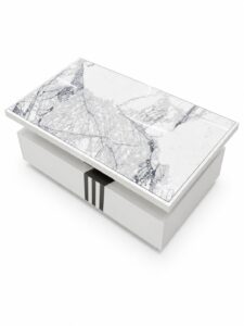 Table with High Gloss Marble Top & Storage