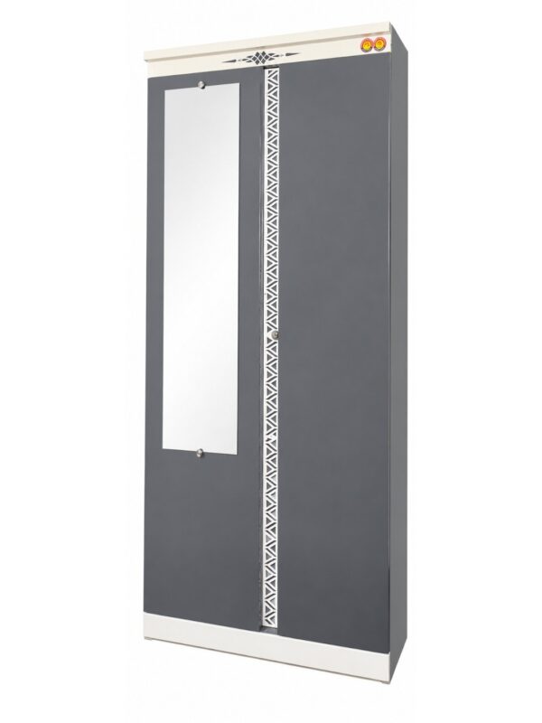 2-Door Iron Almirah with Mirror - Slate Gray