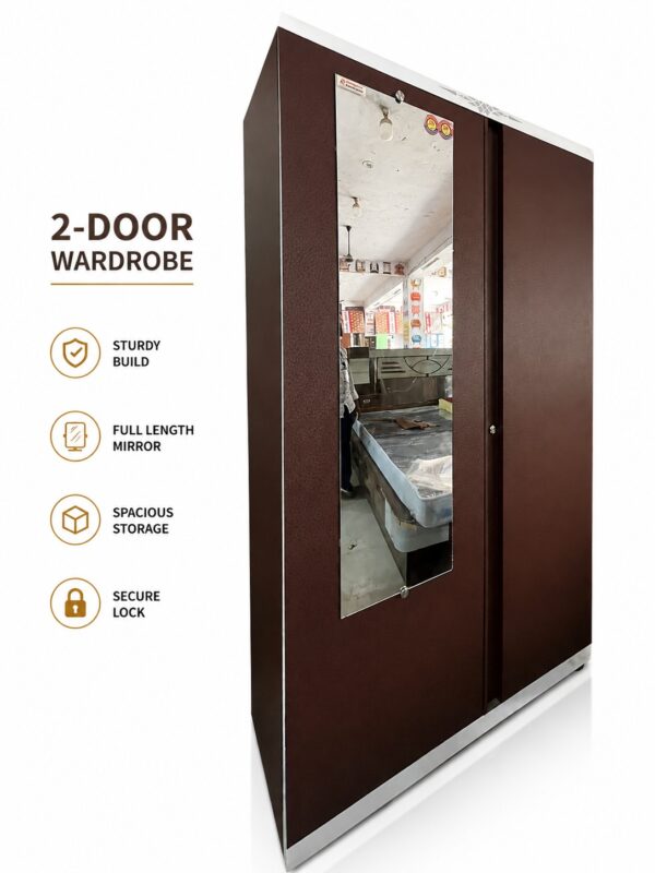 2-Door Wardrobe with Full Length Mirror .