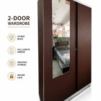 2-Door Wardrobe with Full Length Mirror .