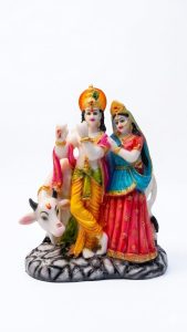 Radha Krishna with Kamdhenu Cow Idol