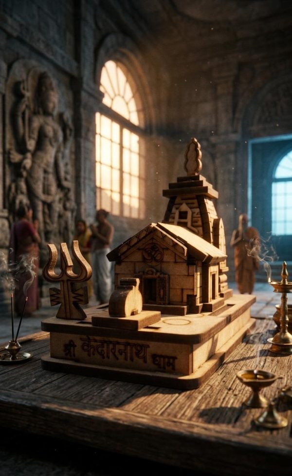 3D Kedarnath Temple Model with Trishul.
