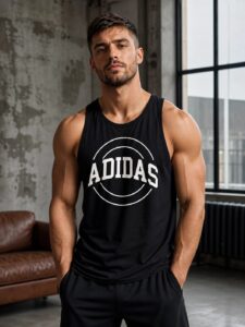 ADIDAS Men Regular Fit Cotton Blend Sleeveless Gym Vest Tank Top