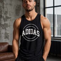 ADIDAS Men's Regular Fit Cotton Blend Sleeveless black