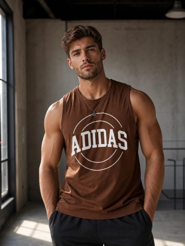 ADIDAS Men's Regular Fit Cotton Blend Sleeveless dark brown