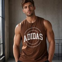 ADIDAS Men's Regular Fit Cotton Blend Sleeveless dark brown