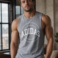 ADIDAS Men's Regular Fit Cotton Blend Sleeveless light grey