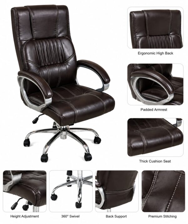Back Executive Chair with 360° Swivel (Brown) .