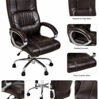 Back Executive Chair with 360° Swivel (Brown) .