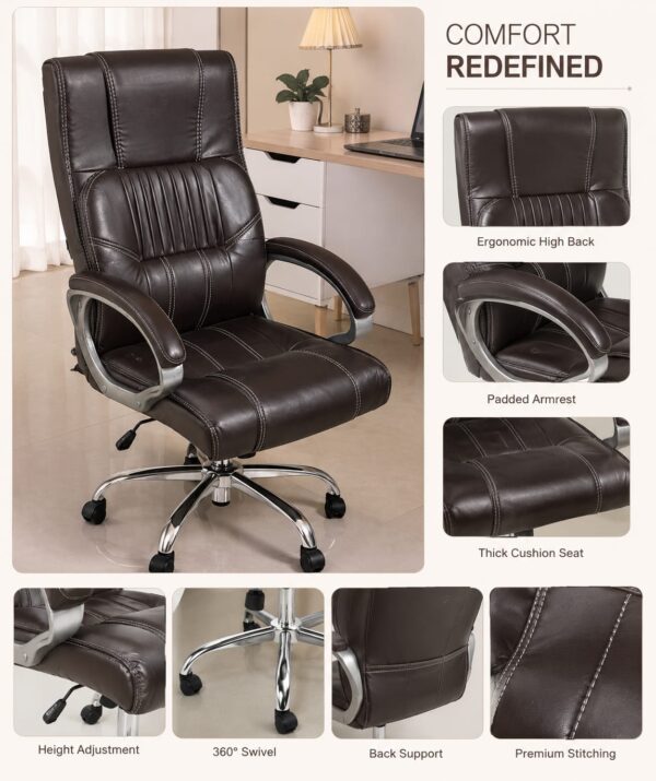 Back Executive Chair with 360° Swivel (Brown)