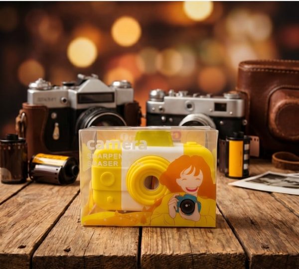Camera Shaped Sharpener & Eraser Set.