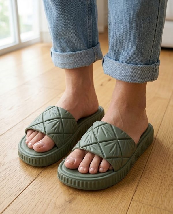 Casual Wide Single Strap Slippers .