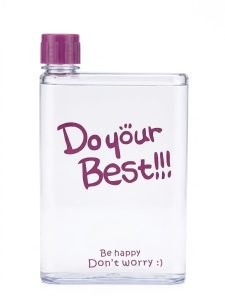 Clear Flat Notebook Style Water Bottle