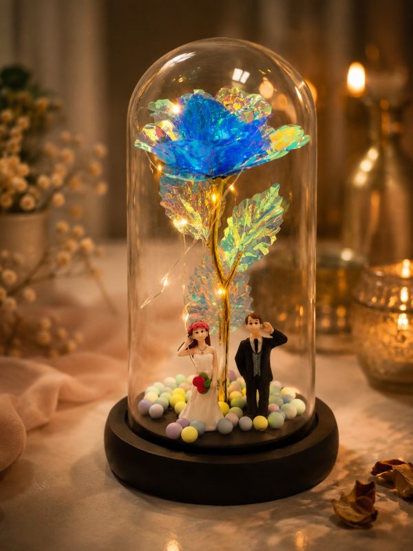 Couple Miniature Rose Flower Glass Dome. Couple Miniature Rose Flower Glass Dome.