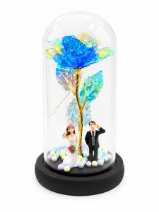 Couple Miniature Rose Flower Glass Dome