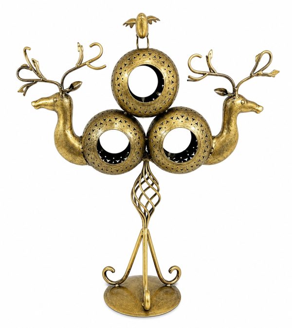 Golden Deer Tealight & Candle Holder