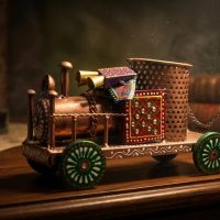 Handicrafts Rajasthani Metal Train Engine Pen Stand .
