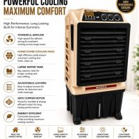 Heavy-Duty Desert Air Cooler with 100% Copper Motor & Honeycomb Cooling Pads (Beige & Black) .