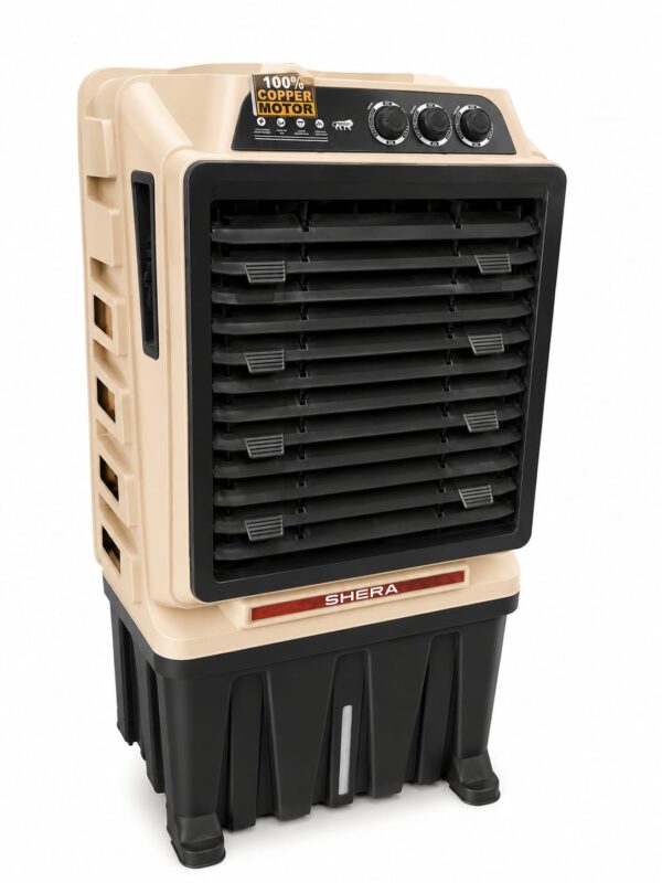 Heavy-Duty Desert Air Cooler with 100% Copper Motor & Honeycomb Cooling Pads (Beige & Black)