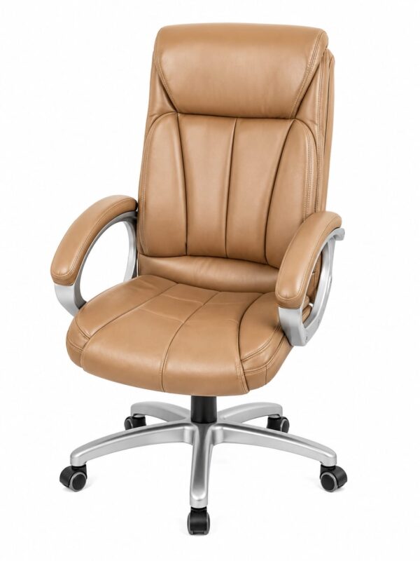 High-Back Executive Chair with Padded Armrests - Tan