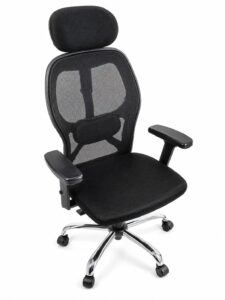 High-Back Mesh Chair with Adjustable Armrests (Black)