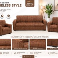 Leatherette 3+1+1 Sofa Set for Living Room - Brown .
