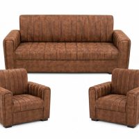 Leatherette 3+1+1 Sofa Set for Living Room - Brown