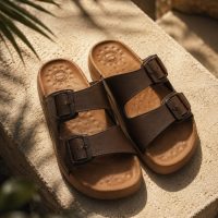 Men Brown Regular Fit Casual Slides.