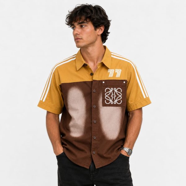 Men Regular Fit Color Block Trendy Shirt yellow