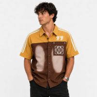 Men Regular Fit Color Block Trendy Shirt yellow