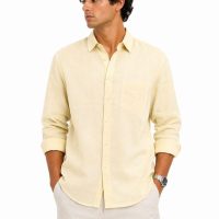 Men Regular Fit Solid Premium Casual Shirt light yellow
