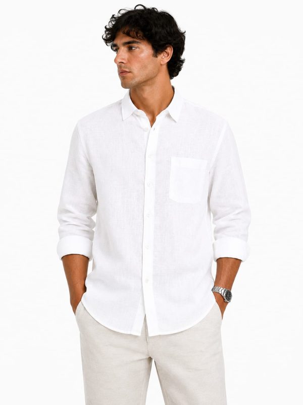Men Regular Fit Solid Premium Casual Shirt white
