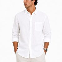 Men Regular Fit Solid Premium Casual Shirt white
