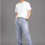 Men's Blue Denim Jogger Pants ice blue