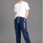 Men's Blue Denim Jogger Pants navy blue