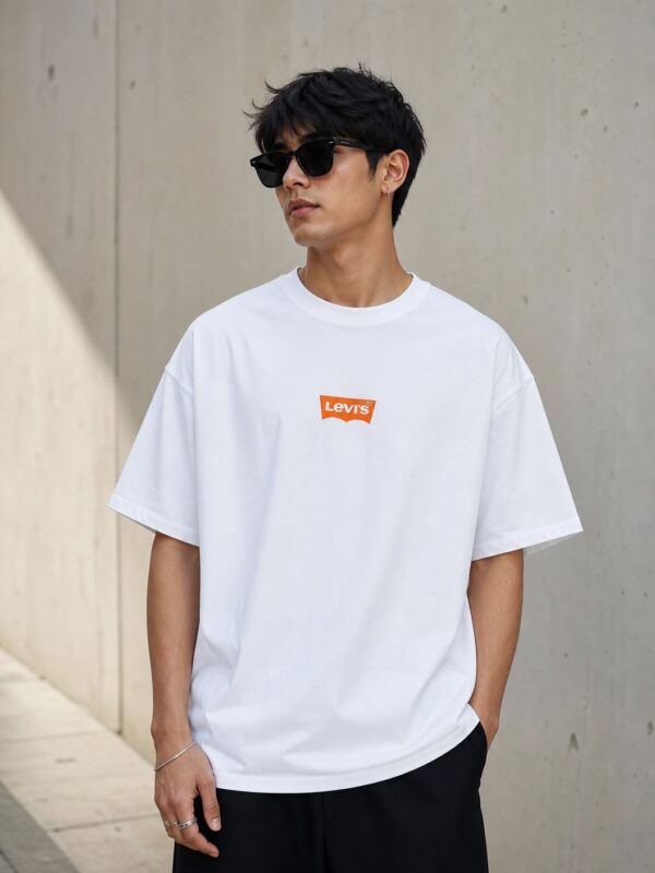 Men's Casual Oversized Graphic Printed Crew Neck T-Shirt white