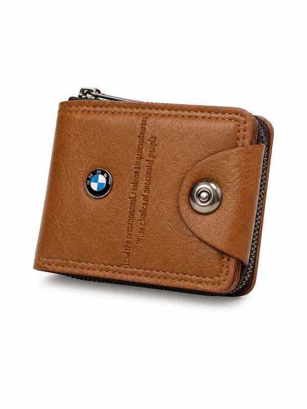 Men's Leather Style Bi-Fold Wallet Tan Brown
