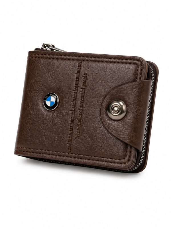 Men's Leather Style Bi-Fold Wallet dark Brown