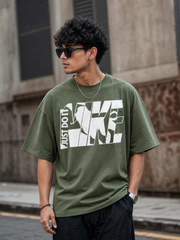 Men's Loose Fit Oversized Short Sleeve T-Shirt olive green