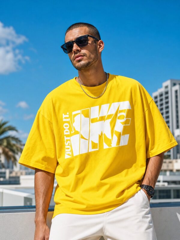 Men's Loose Fit Oversized Short Sleeve T-Shirt yellow