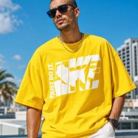 Men's Loose Fit Oversized Short Sleeve T-Shirt yellow