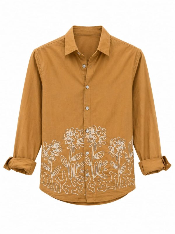 Men's Regular Fit Cotton Casual Shirt mustrd yellow
