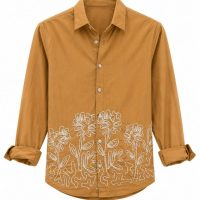 Men's Regular Fit Cotton Casual Shirt mustrd yellow