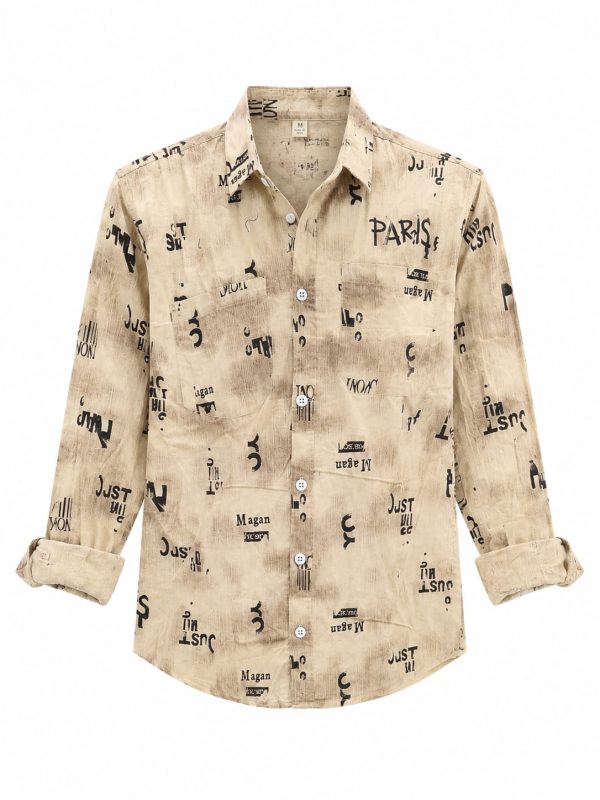 Men's Regular Shirt with Typography and Text Print Men's Regular Shirt with Typography and Text Print