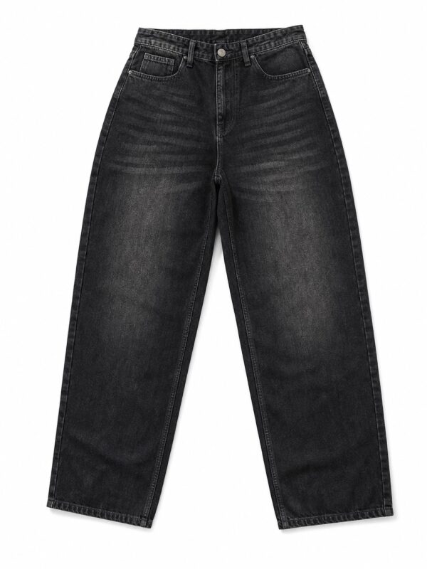 Men's Relaxed Fit Loose Baggy Denim Jeans charkol black