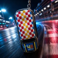 Miniature Sports Car Keychain .