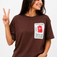 Oversized Graphic Printed T-Shirt coffe brown