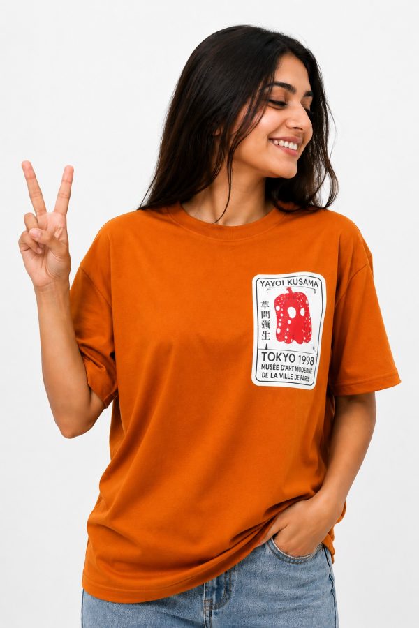 Oversized Graphic Printed T-Shirt rust orange