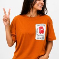 Oversized Graphic Printed T-Shirt rust orange